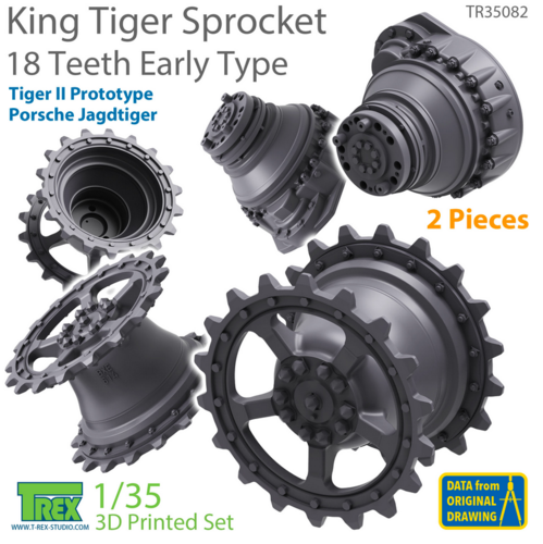 1:35 KingTiger 18 Teeth Sprockets Early Type 2 pieces