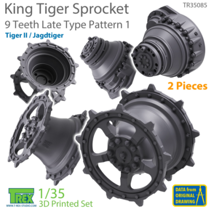 1:35 KingTiger 9 Teeth Sprockets Late Type Pattern 1 2 pieces