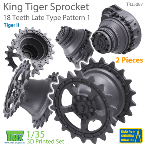 1:35 KingTiger 18 Teeth Sprockets Late Type Pattern 1 2 pieces