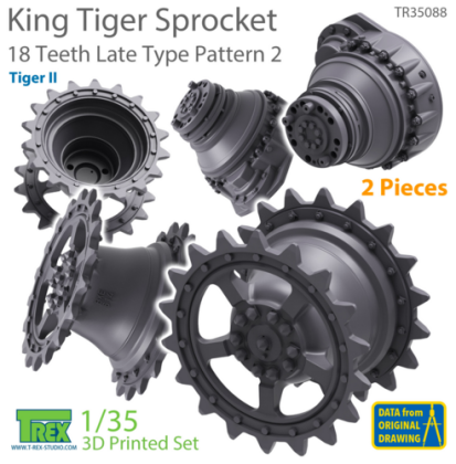 1:35 KingTiger 18 Teeth Sprockets Late Type Pattern 2 2 pieces