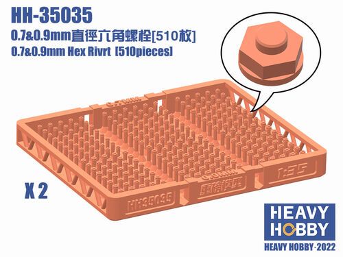 1:35 0.7&0.9mm Hex Rivet (510 pieces)