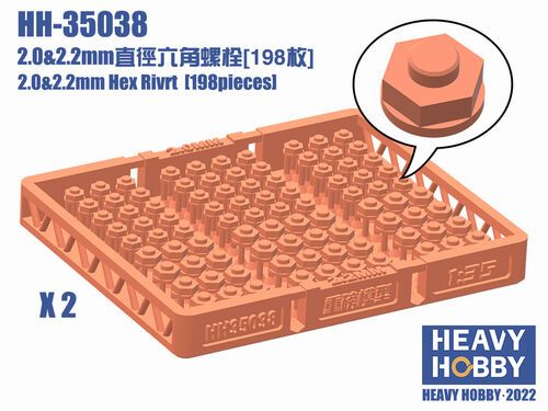 1:35 2.0&2.2mm Hex Rivet (198 pieces)