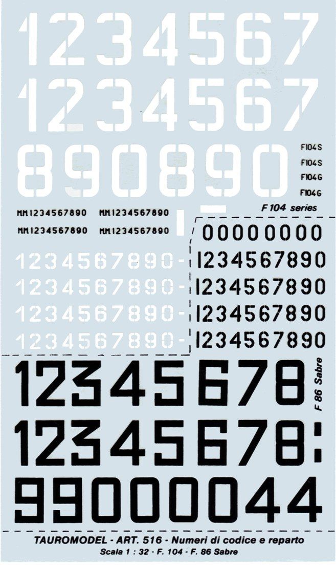 1:32 F-104 and F-86 in AMI Service - Serials and Code