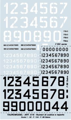 1:32 F-104 and F-86 in AMI Service - Serials and Code