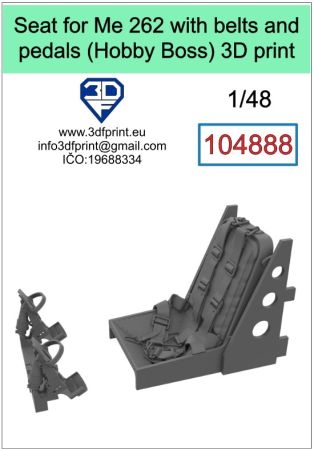 1:48 Seat for Me 262 with belts and pedals (Hobby Boss)