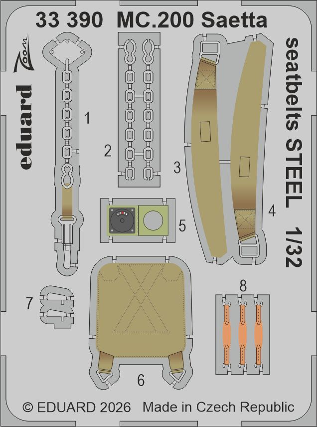 1:32 Macchi MC.200 Saetta - Steel Seatbelts (for Italeri Kits)