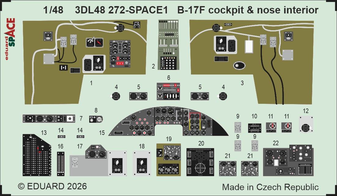 1:48  B-17F - Cockpit & Nose interior 3D decals for Revell