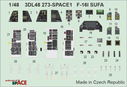 1:48 F-16I Sufa interior 3D decals for GWH