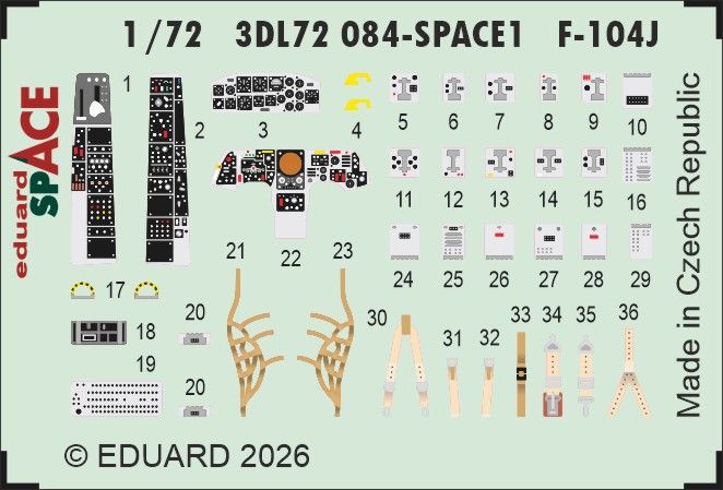 1:72 F-104J Starfighter interior 3D decals for Fine Molds