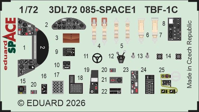1:72 TBF-1C Avenger interior 3D decals for Hobby Boss