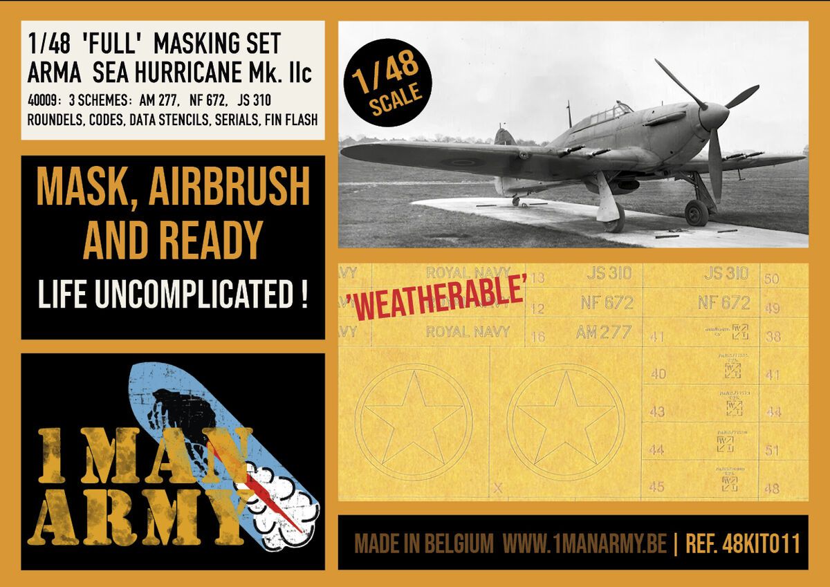 1:48 Hawker Sea Hurricane Mk.IIc - Full Airbrush Maks Set (for Arma Hobby Kits)