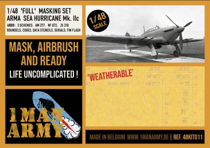 1:48 Hawker Sea Hurricane Mk.IIc - Full Airbrush Maks Set (for Arma Hobby Kits)