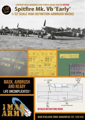 1:32 Supermarine Spitfire Mk.Vb Early Version - Airbrush Maks Set (for Kotare Kits)