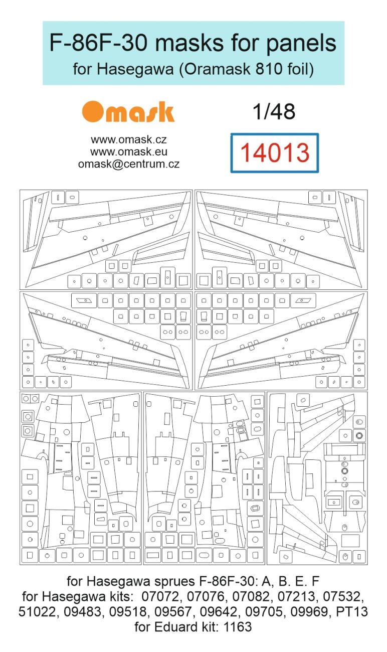 1:48 F-86F-30 masks for panels (Hasegawa)
