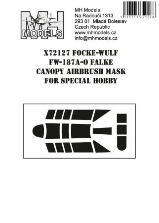 1:72 Fw-187A-0 Falke canopy airbrush mask for Special Hobby