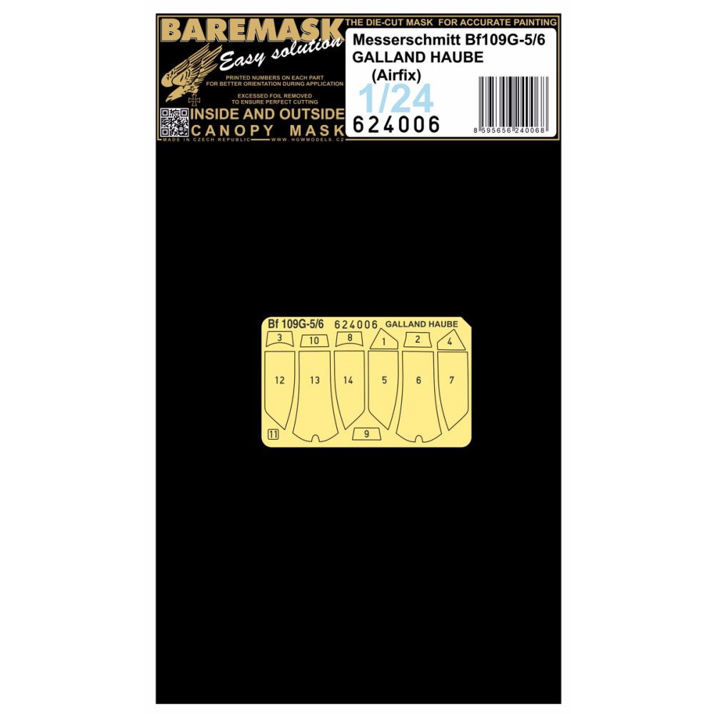 1:24 Bf-109 G-5 / G-6 - Galland Haube Masks Set (for Airfix Kits)