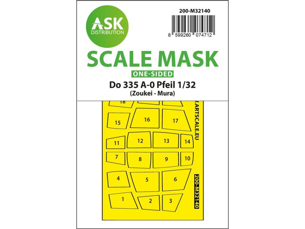 1:32 Dornier Do 335A-0 Pfeil one-sided mask for Zoukei Mura