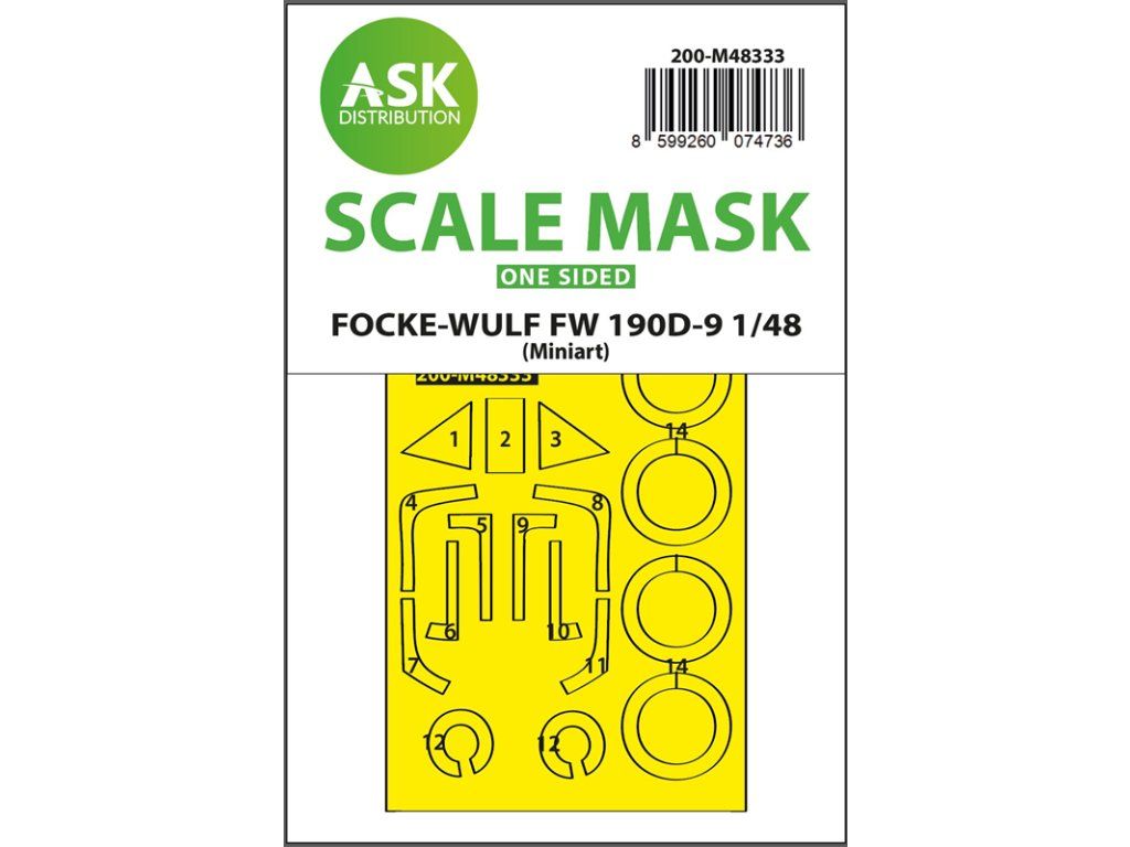 1:48 Fw 190D one-sided express fit mask for MINIART