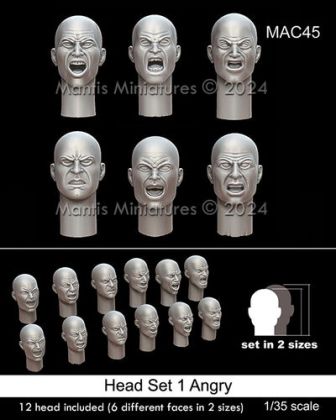1:35 Head Set 1 Angry - 12 Heads Included (6 Different Faces In Two Sizes)
