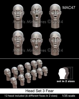 1:35 Head Set 3 Fear - 12 Heads Included (6 Different Faces In Two Sizes)
