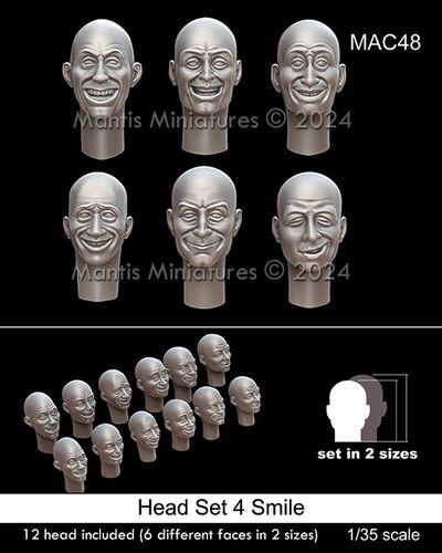 1:35 Head Set 4 Smile - 12 Heads Included (6 Different Faces In Two Sizes)