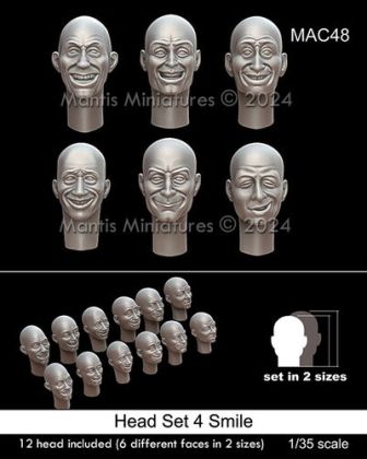 1:35 Head Set 4 Smile - 12 Heads Included (6 Different Faces In Two Sizes)