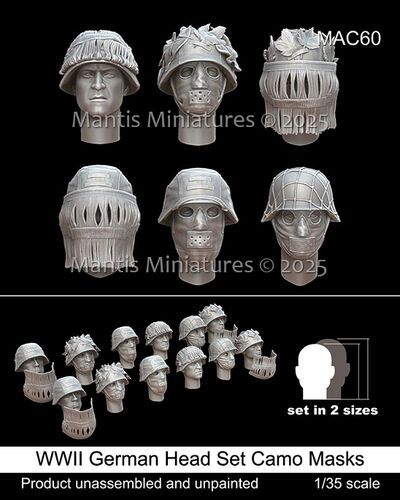 1:35 WWII German Head Set Masks