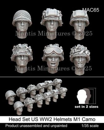 1:35 Head Set US WW2 Helmets M1 Camo
