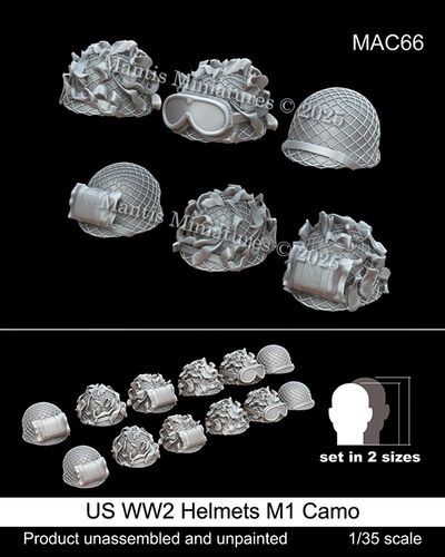 1:35 US WW2 Helmets M1 Camo
