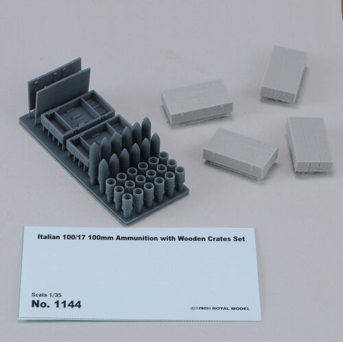 1:35 Italian WWII 100/7 100 mm Ammunition with Wooden Crates Set