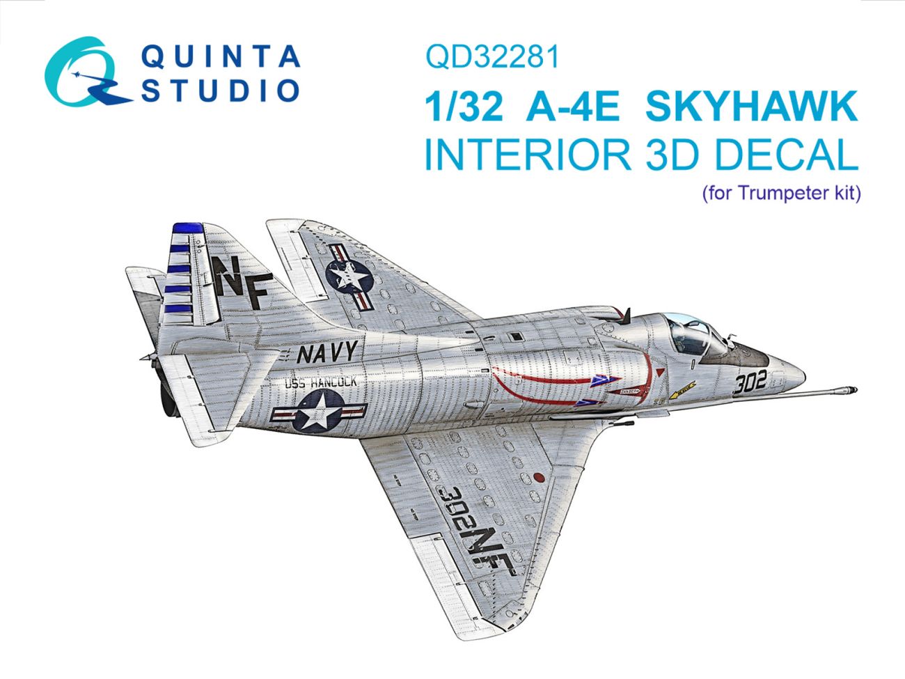 1:32 A-4E Skyhawk 3D-Printed & coloured Interior on decal paper (Trumpeter)