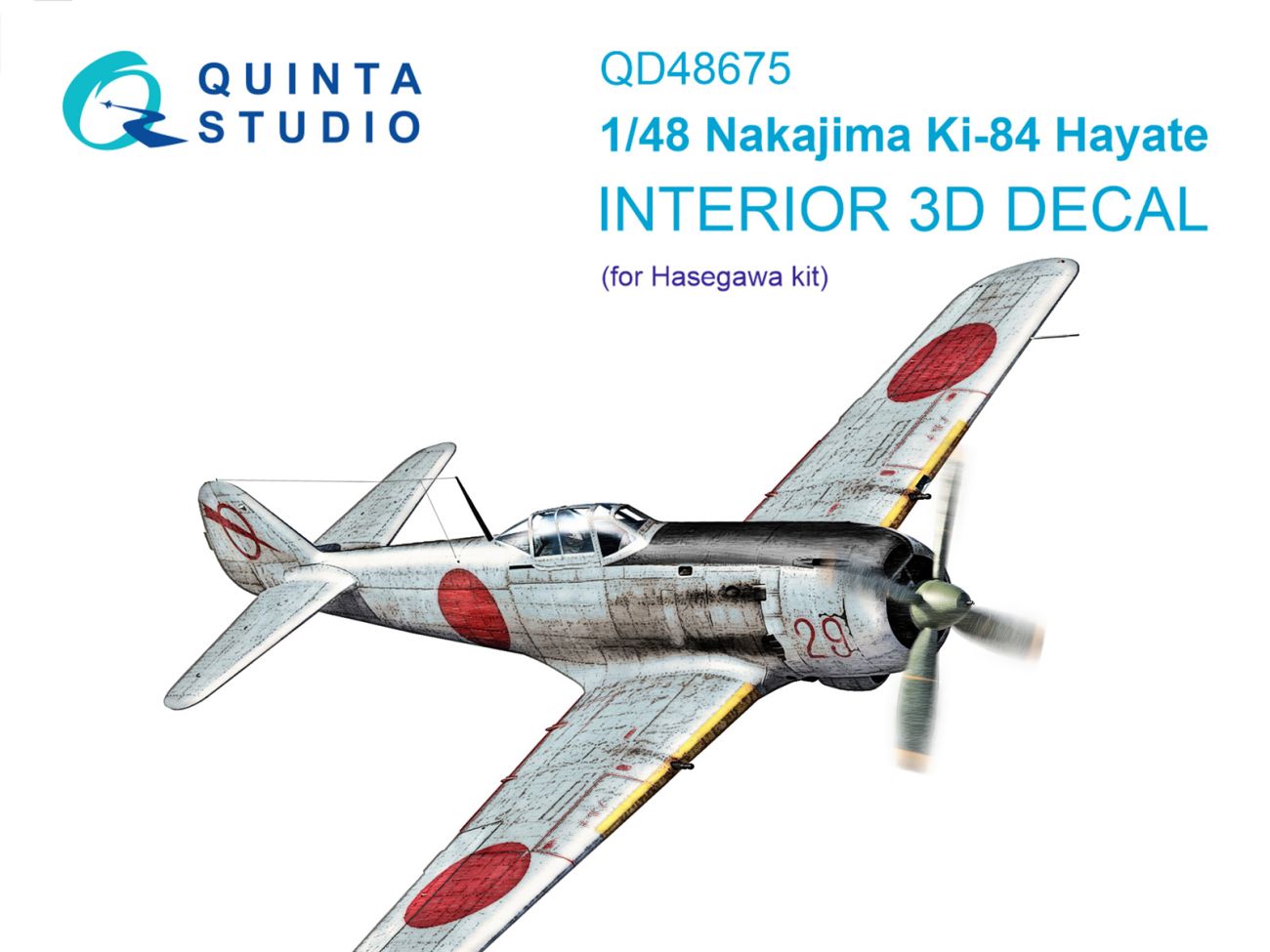 1:48 Nakajima Ki-84 Hayate 3D-Printed & coloured Interior on decal paper (Hasegawa)