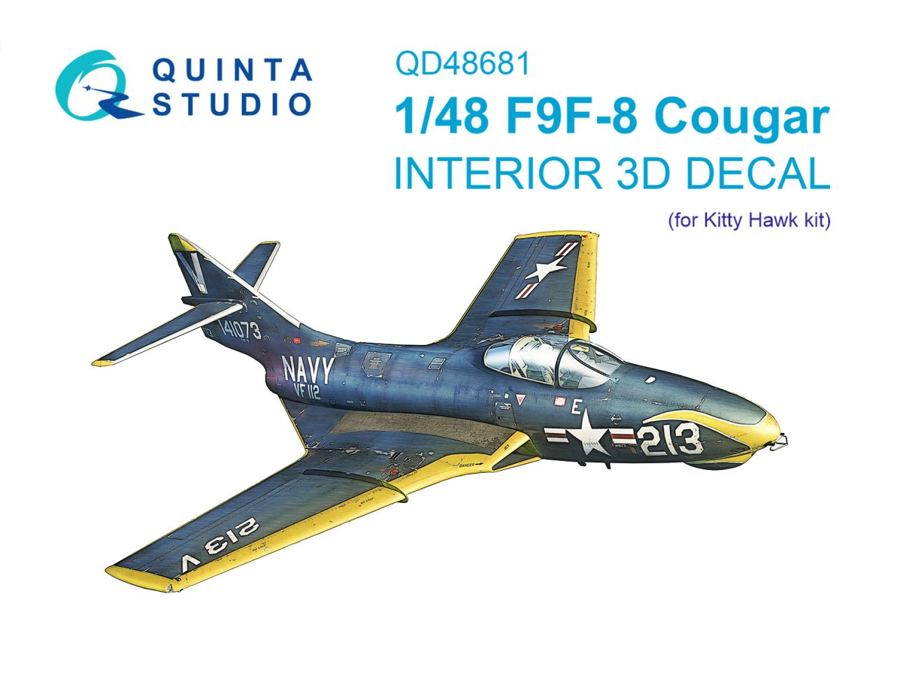 1:48 F9F-8 Cougar 3D-Printed & coloured Interior on decal paper (Kitty Hawk)