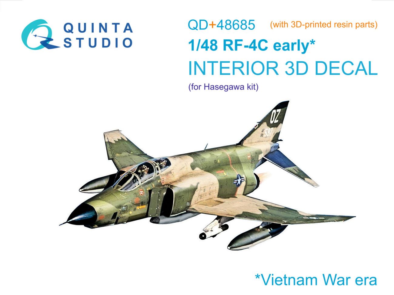 1:48 RF-4C Phantom II (early) 3D-Printed & coloured Interior on decal paper (Hasegawa) (with 3D-printed resin parts)