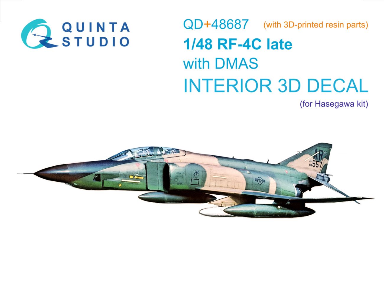 1:48 RF-4C Phantom II (late with DMAS) 3D-Printed & coloured Interior on decal paper (Hasegawa) (with 3D-printed resin parts)