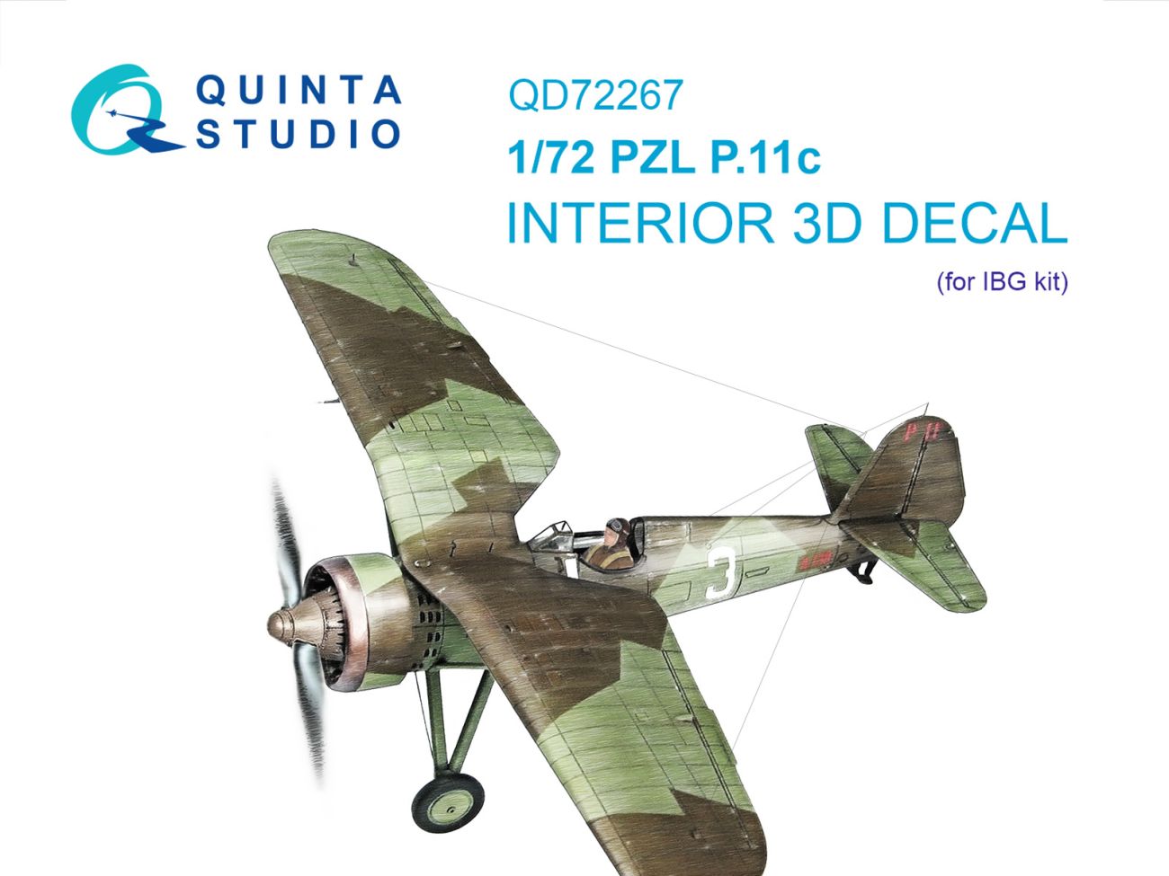 1:72 PZL P.11c 3D-Printed & coloured Interior on decal paper (IBG)
