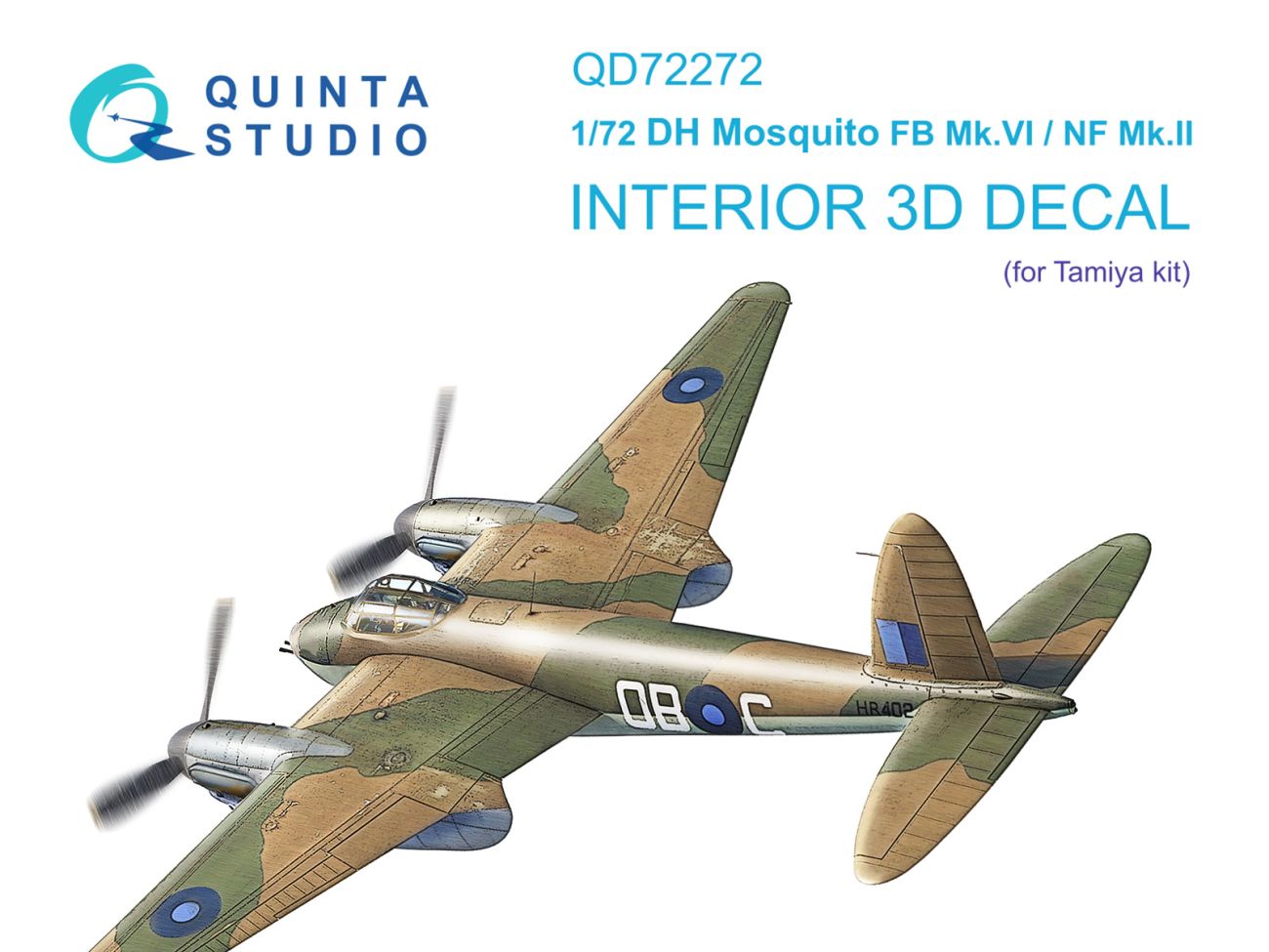 1:72 DH Mosquito FB Mk.VI/NF Mk.II 3D-Printed & coloured Interior on decal paper (Tamiya)
