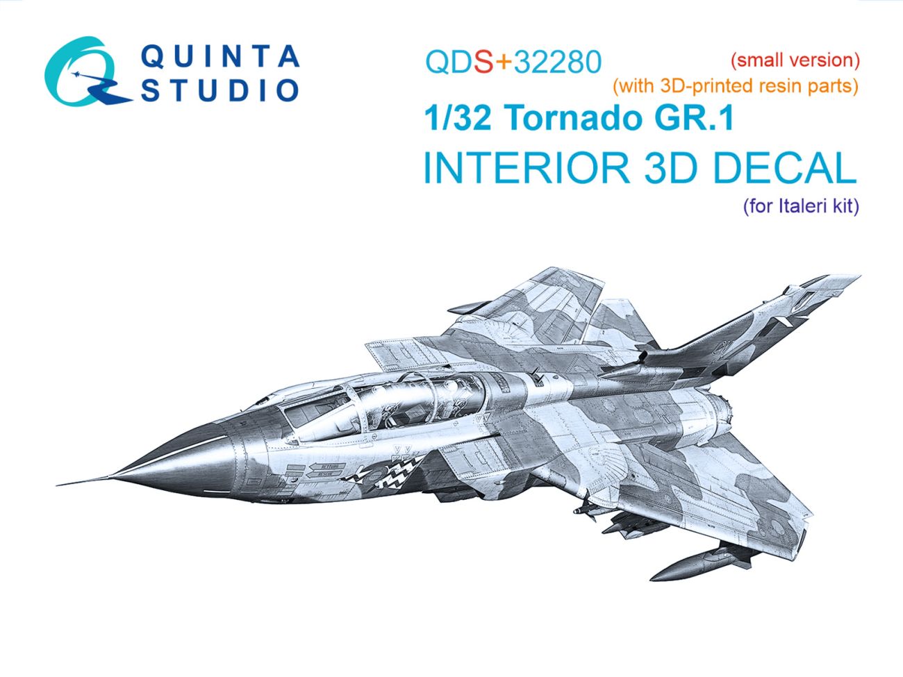1:72 Tornado Gr.1 3D-Printed & coloured Interior on decal paper (Italeri) (Small version)(with 3D-printed resin parts)