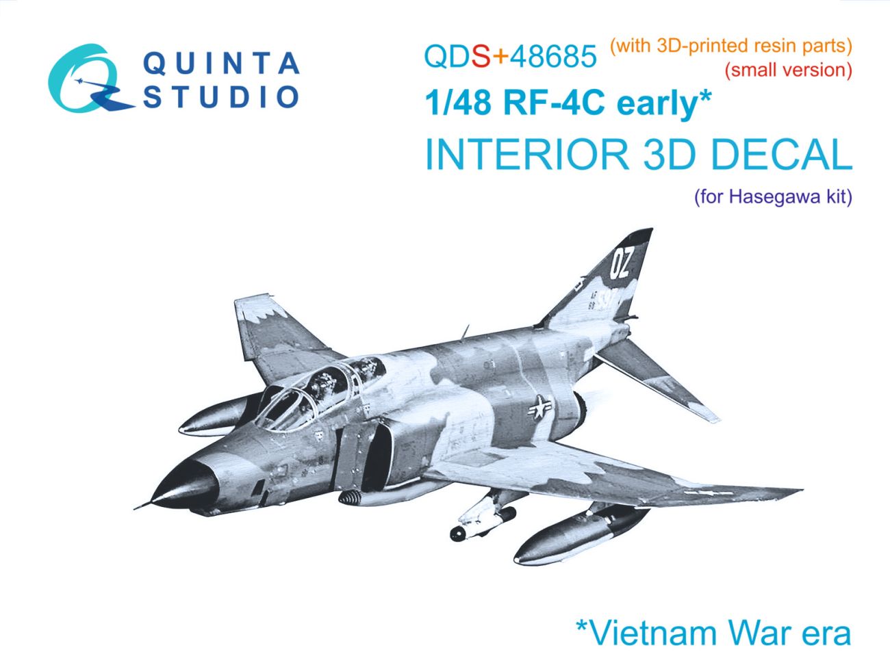 1:48 RF-4C Phantom II (early) 3D-Printed & coloured Interior on decal paper (Hasegawa) (Small version) (with 3D-printed resin parts)