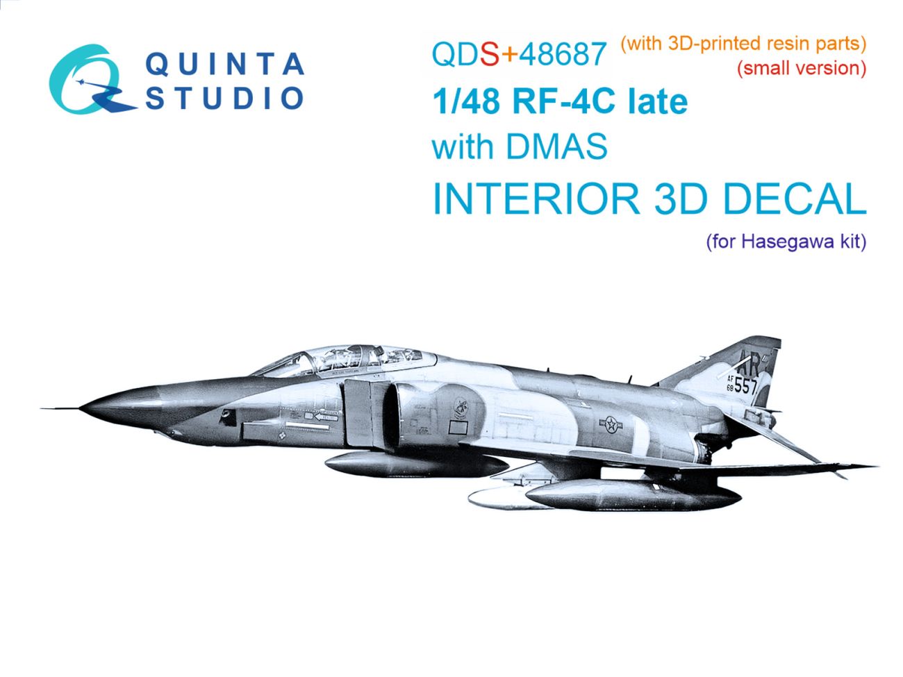 1:48 RF-4C Phantom II (late with DMAS) 3D-Printed & coloured Interior on decal paper (Hasegawa) (Small version) (with 3D-printed resin parts)
