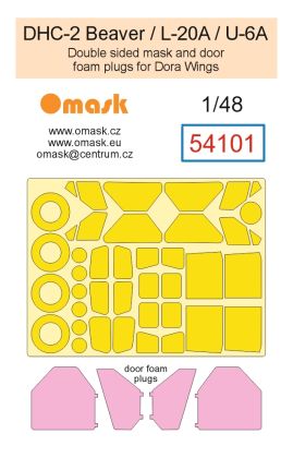 1:48 DHC-2 Beaver / L-20A / U-6A double sided mask and door foam plugs (for Dora Wings)