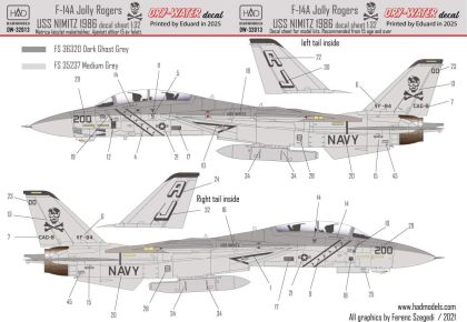 1:32 F-14A Jolly Rogers Low Visibility decal sheet