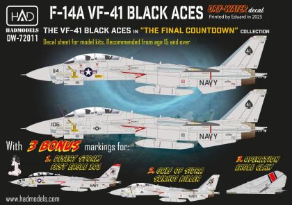 1:72 F-14A Vf-41 Black Aces decal sheet