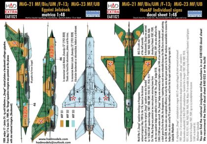 1:48 MiG-21 / MiG-23 Hungarian Air Force individual signs decal sheet