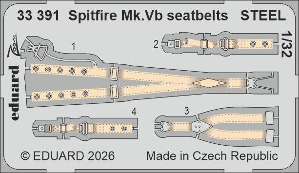 1:32 Spitfire Mk.Vb - Steel Seatbelts (for Kotare Kits)