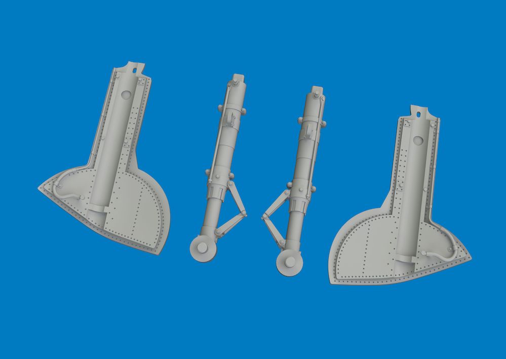 1:48 Spitfire Mk.IX / Mk..XVI - Undercarriage Legs (for Eduard Kits / 3D-Printed)