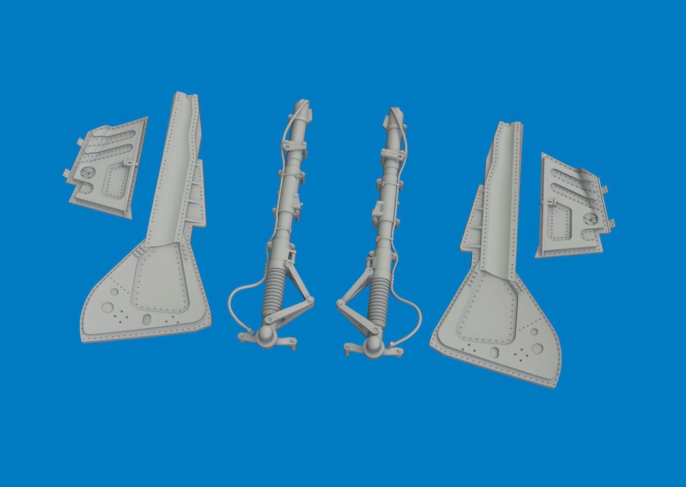 1:48 Fw-190 A-3 / A-4 - Undercarriage Legs (for Eduard Kits / 3D-Printed)