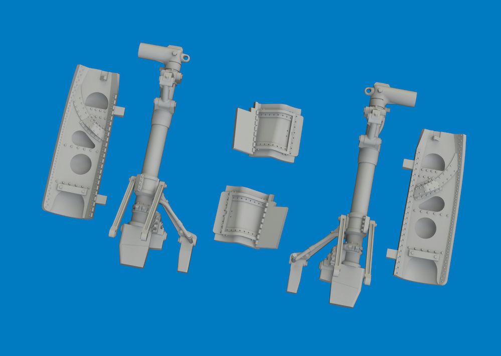 1:48 Curtiss P-40 K - Undercarriage Legs (for Eduard Kits / 3D-Printed)