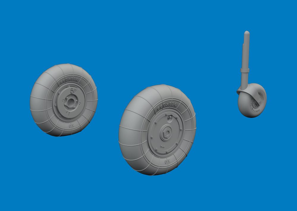 1:72 Bf-109 K-4 - 3D-Printed Wheels Set (for Eduard Kits)