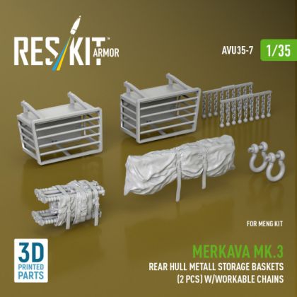 1:35 Merkava Mk.3 rear hull metall storage baskets (2 pcs) w/workable chains for Meng kit